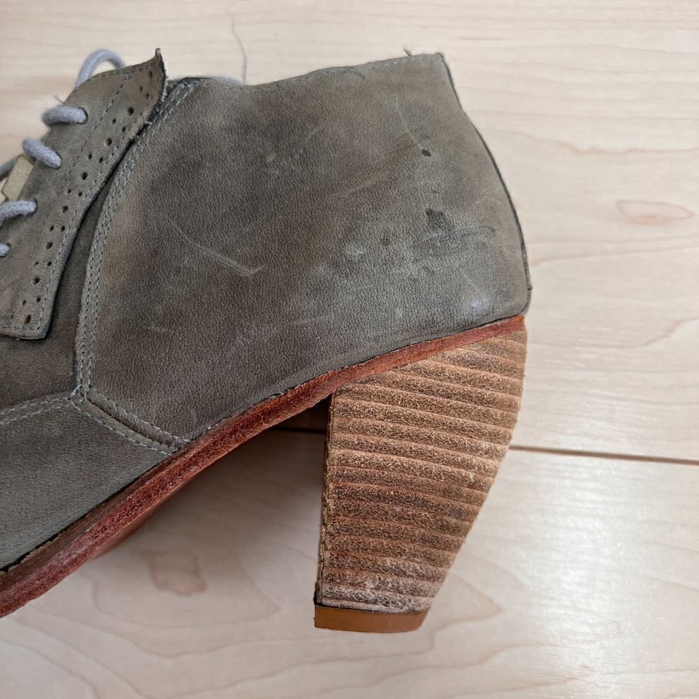Anthropologie J Shoes Sidesaddle Lace Up Heeled Oxford Shoes Sz 37.5 - Picture 3 of 14